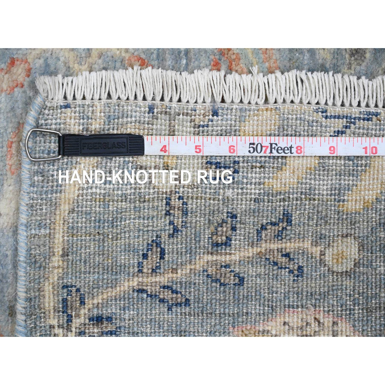 Blue 2'6" x 25'4" Oushak And Peshawar Hand knotted Wool Rug - Sku: O020616