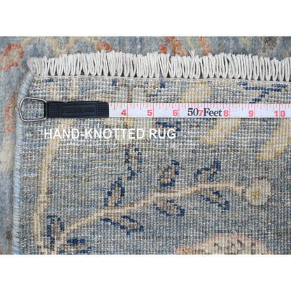 Oushak And Peshawar Wool Hand Knotted Rug Blue 2.6x25.4 -O020616