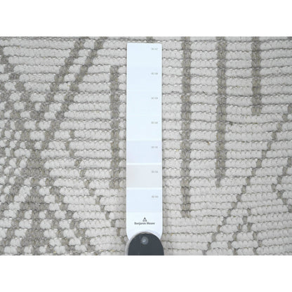 Tribal & Geometric Wool Hand Knotted Rug Ivory 2.5x14.3 -O020617