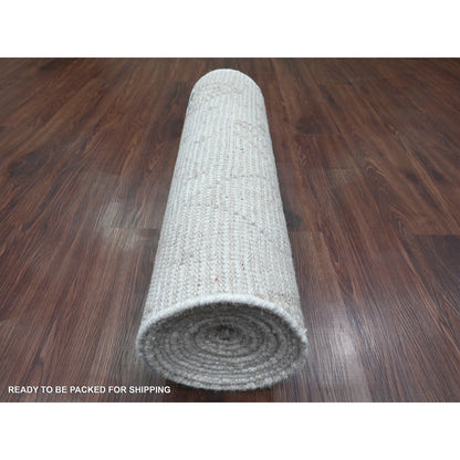 Tribal & Geometric Wool Hand Knotted Rug Ivory 2.5x14.3 -O020617