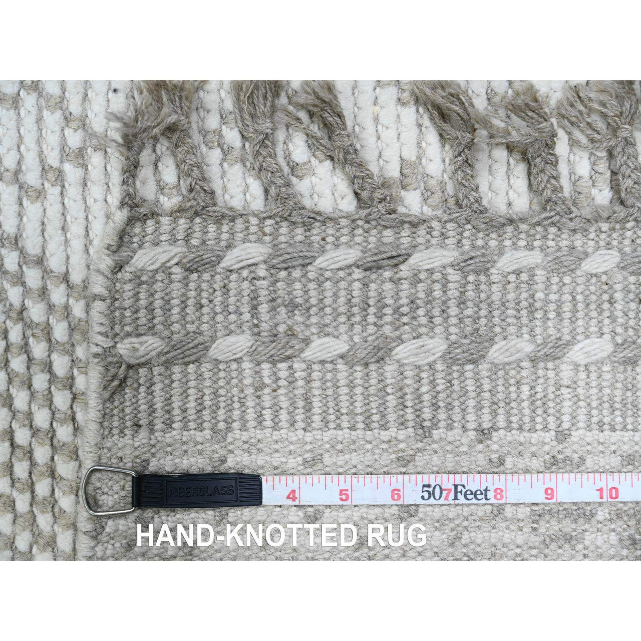 Ivory 2'5" x 14'3" Tribal & Geometric Hand knotted Wool Rug - Sku: O020617