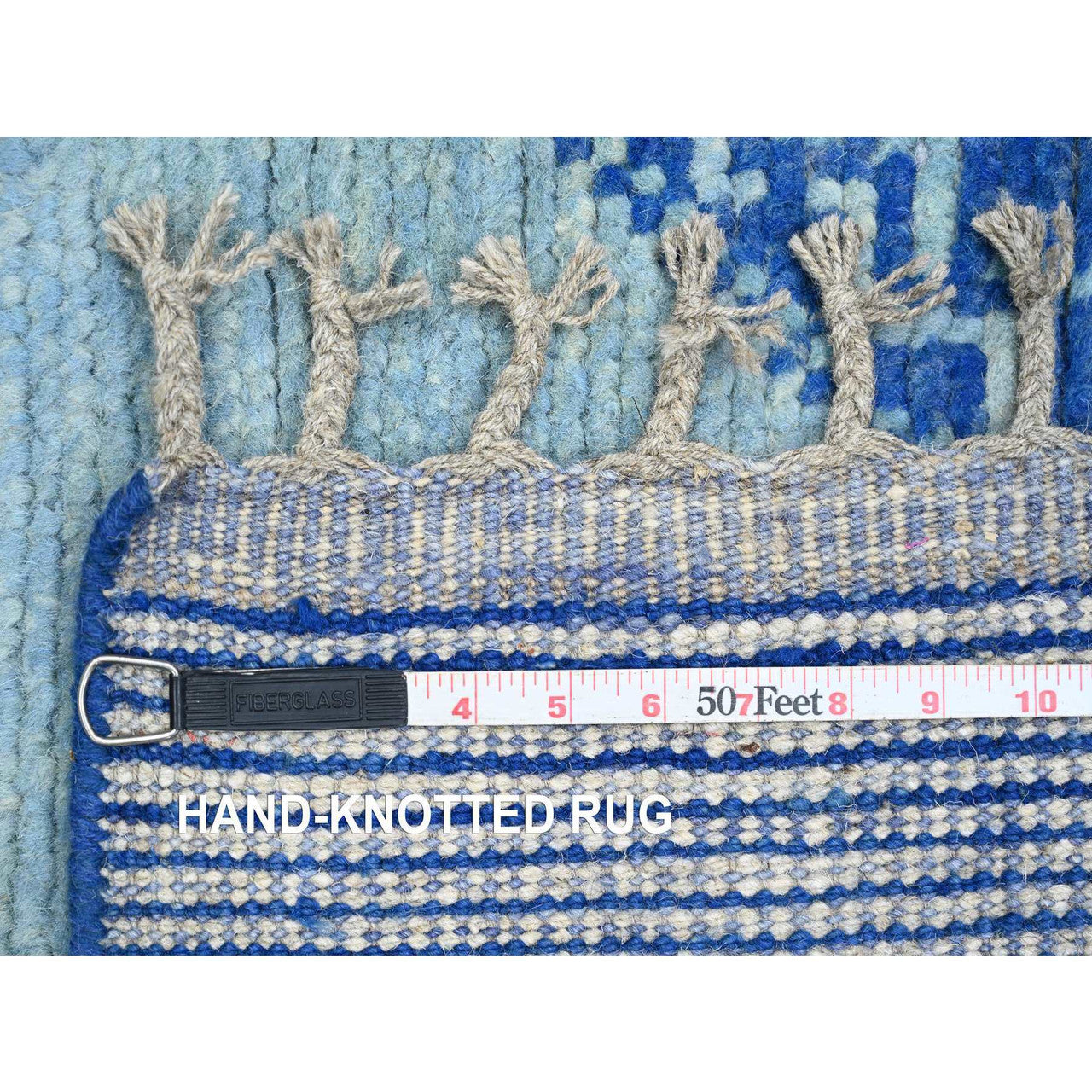 Blue 2'8" x 10'5" Tribal & Geometric Hand knotted Wool Rug - Sku: O020618