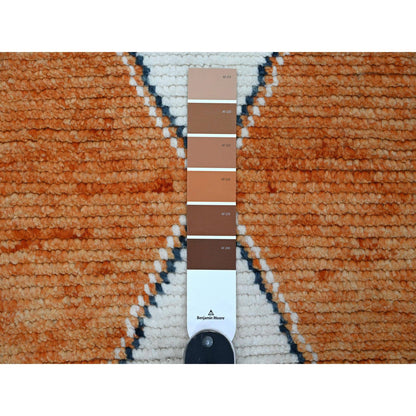 Tribal & Geometric Wool Hand Knotted Rug Orange 2.7x10.2 -O020619