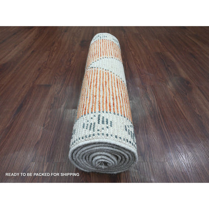 Tribal & Geometric Wool Hand Knotted Rug Orange 2.7x10.2 -O020619