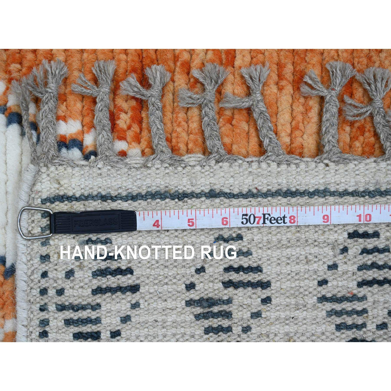 Orange 2'7" x 10'2" Tribal & Geometric Hand knotted Wool Rug - Sku: O020619