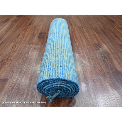 Tribal & Geometric Wool Hand Knotted Rug Blue 2.5x10.3 -O020620