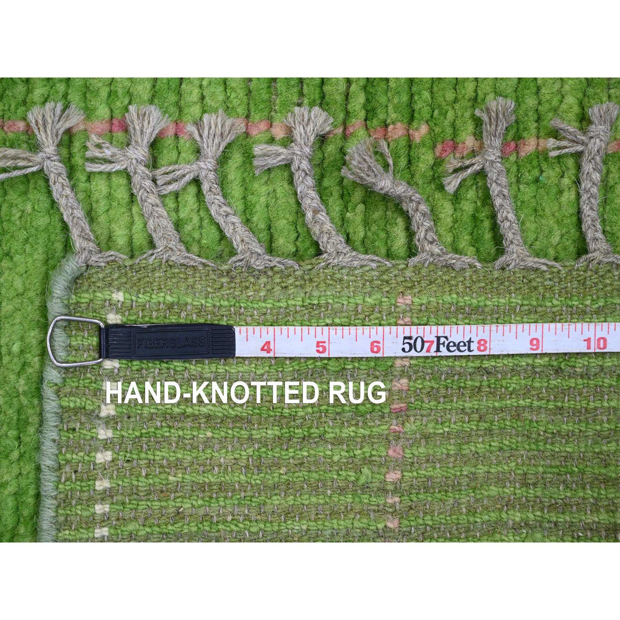 Green 2'5" x 9'0" Tribal & Geometric Hand knotted Wool Rug - Sku: O020621