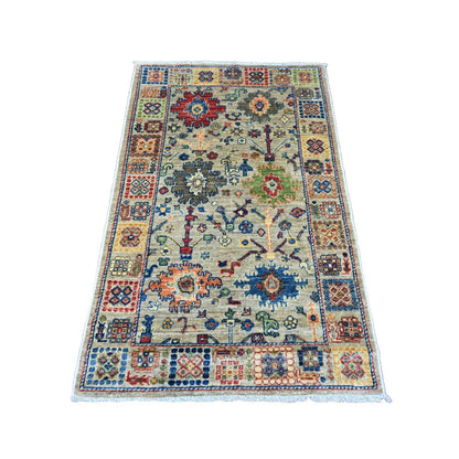 Oushak And Peshawar Wool Hand Knotted Rug Grey 3.1x5.0 -O020628
