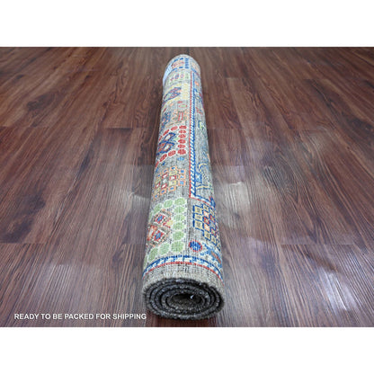 Tribal & Geometric Wool Hand Knotted Rug Grey 3.1x5.3 -O020631