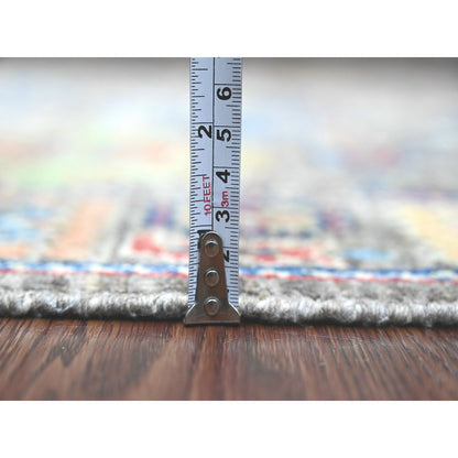 Tribal & Geometric Wool Hand Knotted Rug Grey 3.1x5.3 -O020631