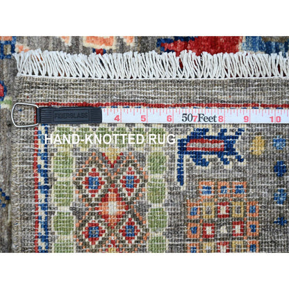 Tribal & Geometric Wool Hand Knotted Rug Grey 3.1x5.3 -O020631