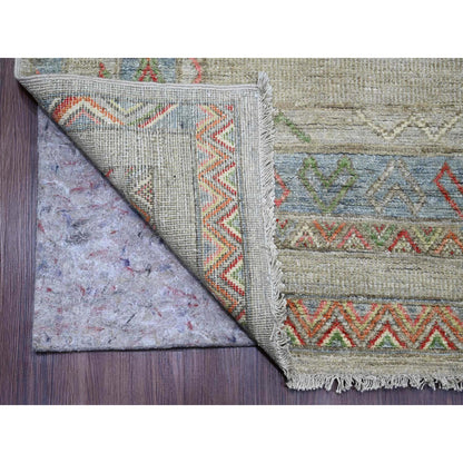 Tribal & Geometric Wool Hand Knotted Rug Ivory 8.8x11.8 -O020636