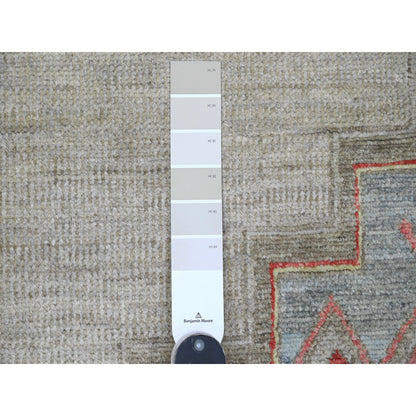 Tribal & Geometric Wool Hand Knotted Rug Ivory 8.8x11.8 -O020636
