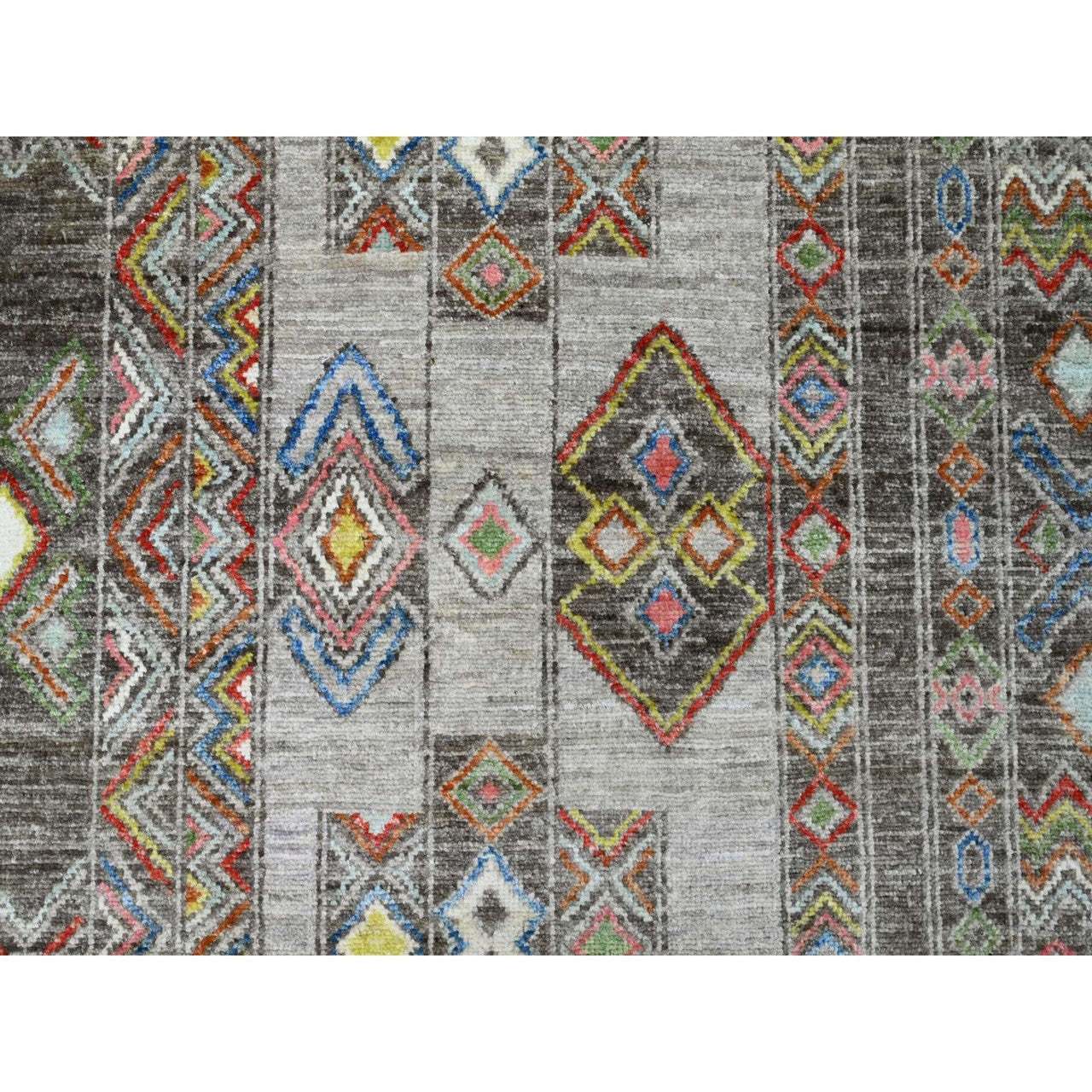 Gray 8'1" x 9'6" Tribal & Geometric Hand knotted Wool Rug - Sku: O020637