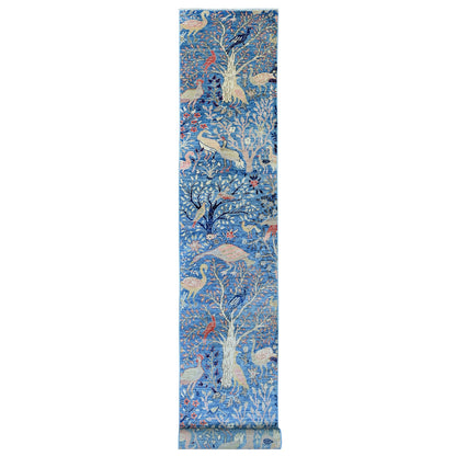 Oushak And Peshawar Wool Hand Knotted Rug Blue 2.10x23.6 -O020638