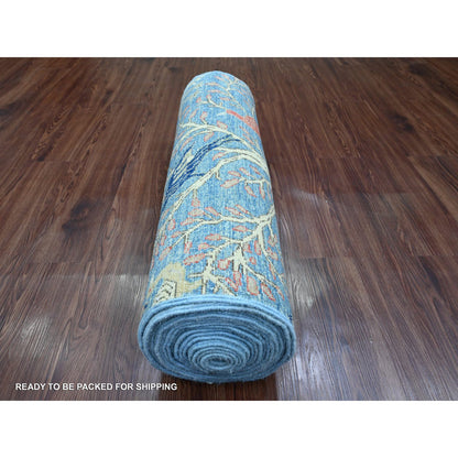 Oushak And Peshawar Wool Hand Knotted Rug Blue 2.10x23.6 -O020638