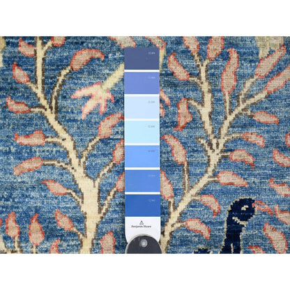Oushak And Peshawar Wool Hand Knotted Rug Blue 3.1x21.2 -O020642