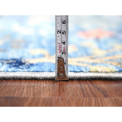 Oushak And Peshawar Wool Hand Knotted Rug Blue 3.1x21.2 -O020642
