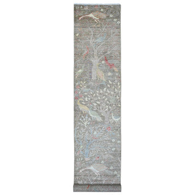 Oushak And Peshawar Wool Hand Knotted Rug Brown 2.9x15.9 -O020643