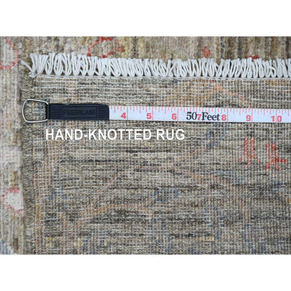 Oushak And Peshawar Wool Hand Knotted Rug Brown 2.9x15.9 -O020643