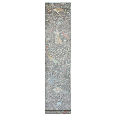 Oushak And Peshawar Wool Hand Knotted Rug Brown 2.9x15.8 -O020645