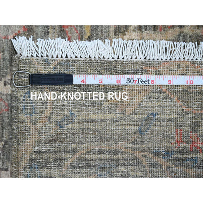 Oushak And Peshawar Wool Hand Knotted Rug Brown 2.9x15.8 -O020645