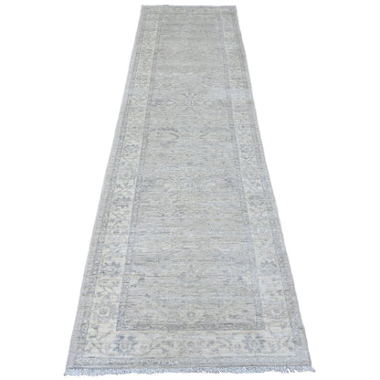 Oushak And Peshawar Wool Hand Knotted Rug Grey 2.8x9.11 -O020649