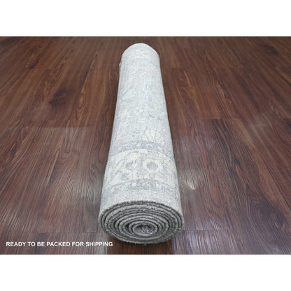 Oushak And Peshawar Wool Hand Knotted Rug Grey 2.8x9.11 -O020649