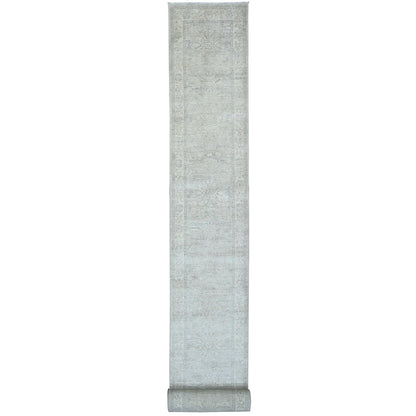 Oushak And Peshawar Wool Hand Knotted Rug Ivory 2.4x29.3 -O020650