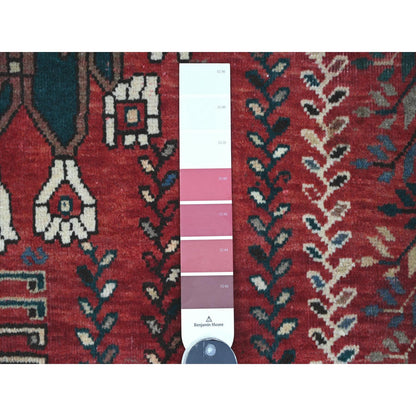 Overdyed & Vintage Wool Hand Knotted Rug Red 5.9x9.1 -O020651