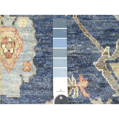 Oushak And Peshawar Wool Hand Knotted Rug Blue 2.9x8.6 -O020662