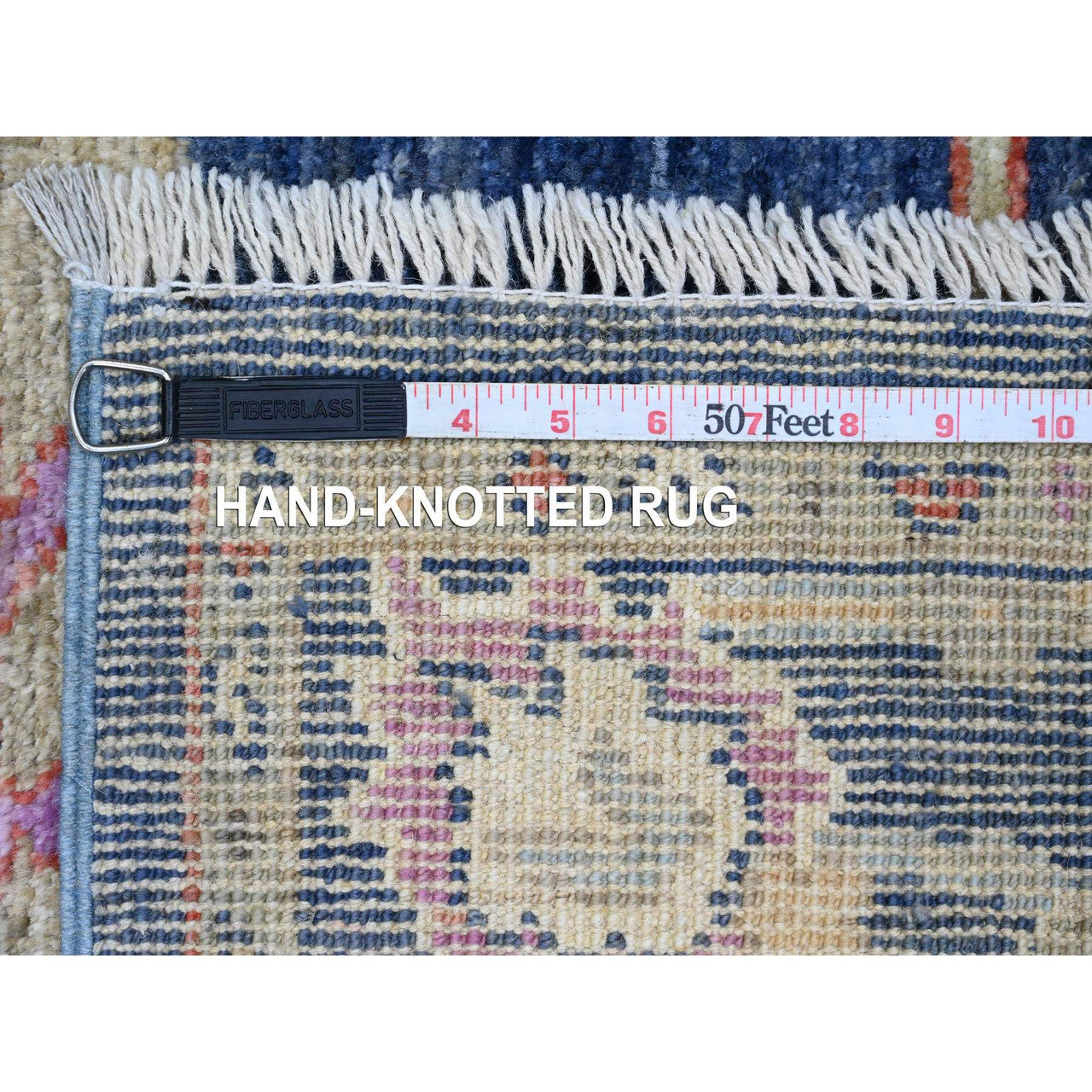 Blue 2'9" x 8'6" Oushak And Peshawar Hand knotted Wool Rug - Sku: O020662