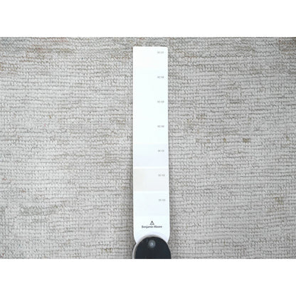 Oushak And Peshawar Wool Hand Knotted Rug Ivory 2.10x9.7 -O020665