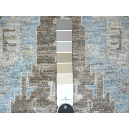 Oushak And Peshawar Wool Hand Knotted Rug Grey 2.6x9.7 -O020671