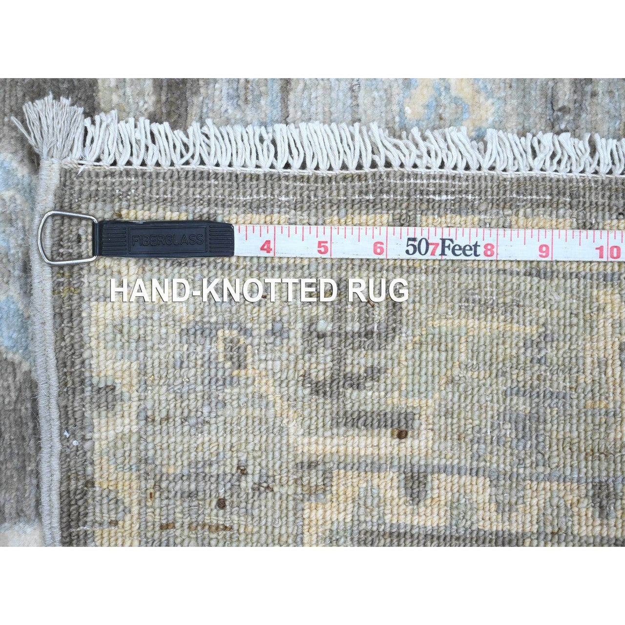 Gray 2'6" x 9'7" Oushak And Peshawar Hand knotted Wool Rug - Sku: O020671