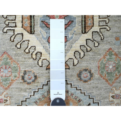 Oushak And Peshawar Wool Hand Knotted Rug Grey 2.9x11.11 -O020677