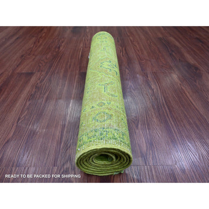 Kazak Wool Hand Knotted Rug Green 2.1x5.9 -O020678