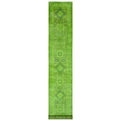 Kazak Wool Hand Knotted Rug Green 2.8x18.10 -O020680
