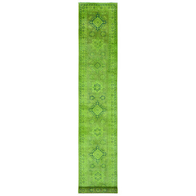 Kazak Wool Hand Knotted Rug Green 2.8x18.10 -O020680