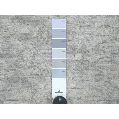 Oushak And Peshawar Wool Hand Knotted Rug Grey 2.7x11.9 -O020683