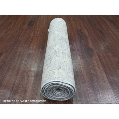Oushak And Peshawar Wool Hand Knotted Rug Grey 2.7x11.9 -O020683