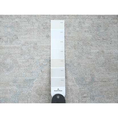 Oushak And Peshawar Wool Hand Knotted Rug Ivory 2.7x18.9 -O020690