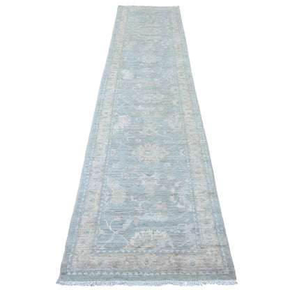Oushak And Peshawar Wool Hand Knotted Rug Grey 2.8x11.7 -O020692