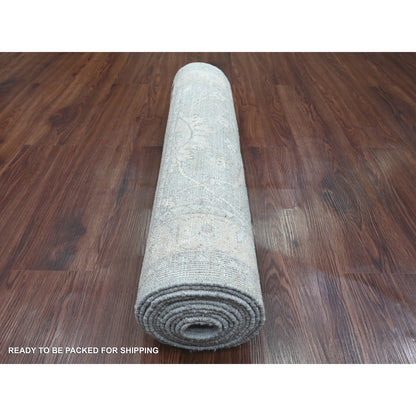 Oushak And Peshawar Wool Hand Knotted Rug Grey 2.8x11.7 -O020692