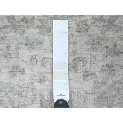 Oushak And Peshawar Wool Hand Knotted Rug Ivory 2.8x16.3 -O020693