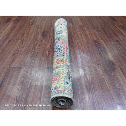 Tribal & Geometric Wool Hand Knotted Rug Grey 3.11x5.11 -O020696