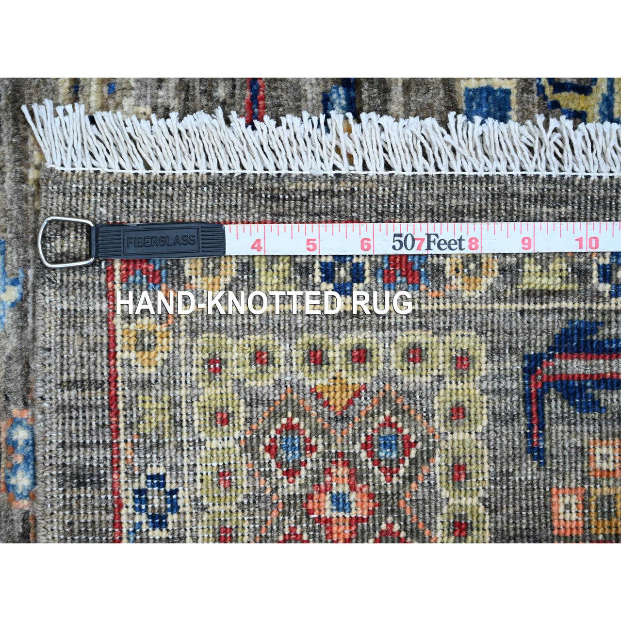 Gray 3'11" x 5'11" Tribal & Geometric Hand knotted Wool Rug - Sku: O020696