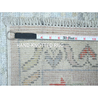 Oushak And Peshawar Wool Hand Knotted Rug Pink 3.1x10.0 -O020698