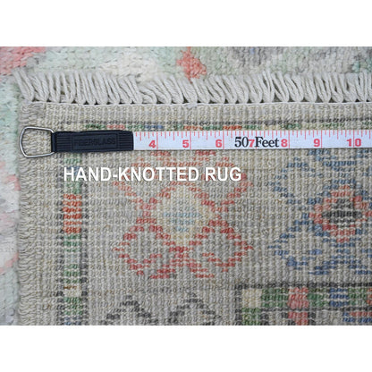 Oushak And Peshawar Wool Hand Knotted Rug Grey 3.2x10.5 -O020699