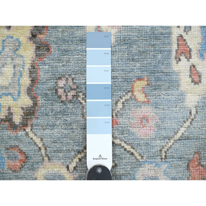 Oushak And Peshawar Wool Hand Knotted Rug Blue 2.9x9.9 -O020701